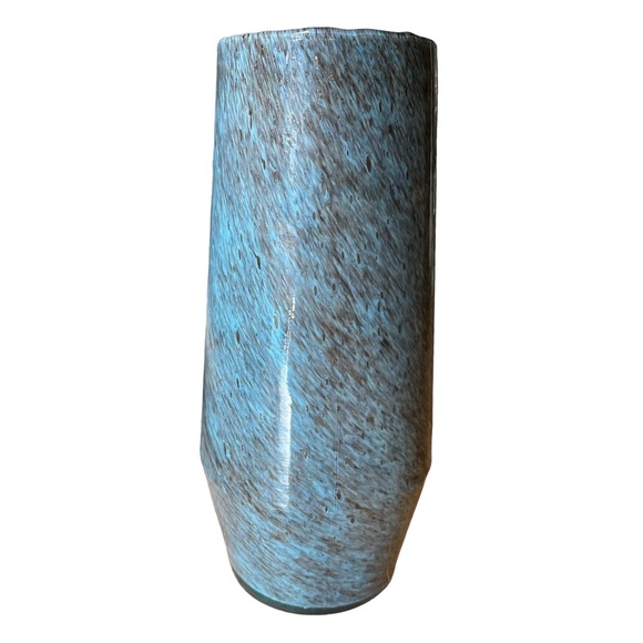 Large West Elm Hand Blown Heavy Nemo Glass Vase In Blue & Bronze 15" - Picture 5 of 16